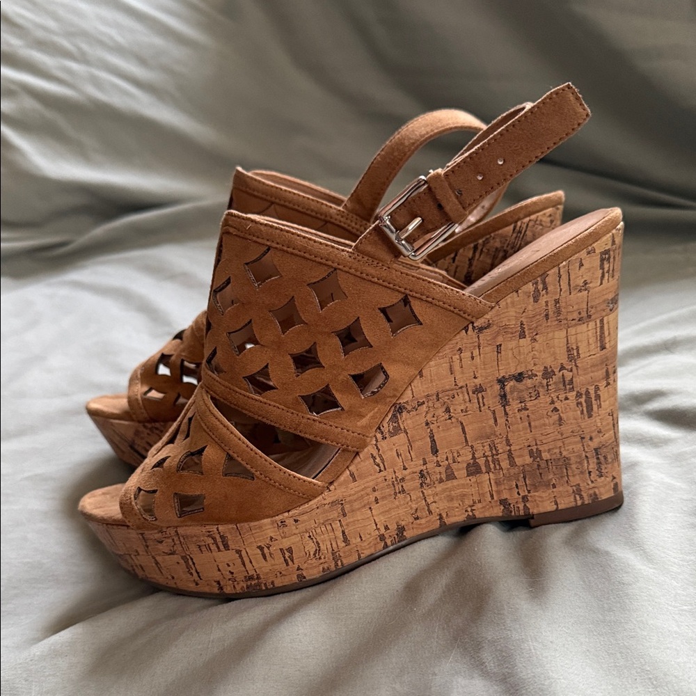 Franco Sarto Brown Wedge Sandals